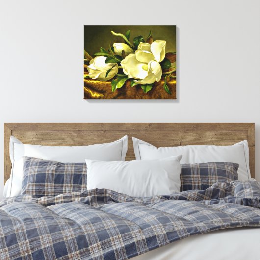 Heade - Magnolias auf goldenem Samttuch Leinwanddruck (Insitu (Schlafzimmer))
