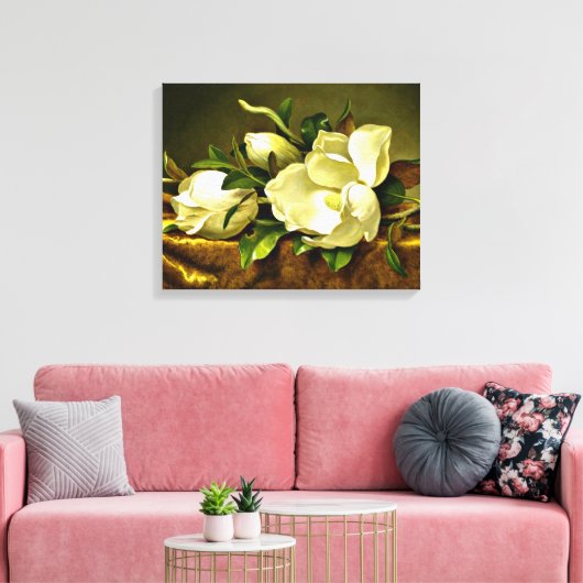 Heade - Magnolias auf goldenem Samttuch Leinwanddruck (Insitu (Wohnzimmer))