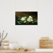 Heade - Magnolias auf hellblauem Samttuch Poster (Küche)