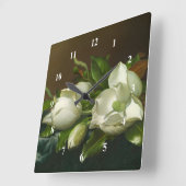Heade Magnolias Blumenbilder Quadratische Wanduhr (Winkel)