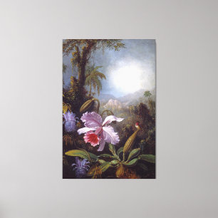 HEADE - Orchideen, Passion Blume und Hummingbird Leinwanddruck