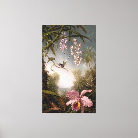 HEADE - Orchideen und Spray Orchideen mit Humminvö Leinwanddruck (Vorderseite)