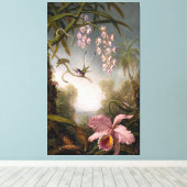 HEADE - Orchideen und Spray Orchideen mit Humminvö Leinwanddruck (Insitu (Holzboden))