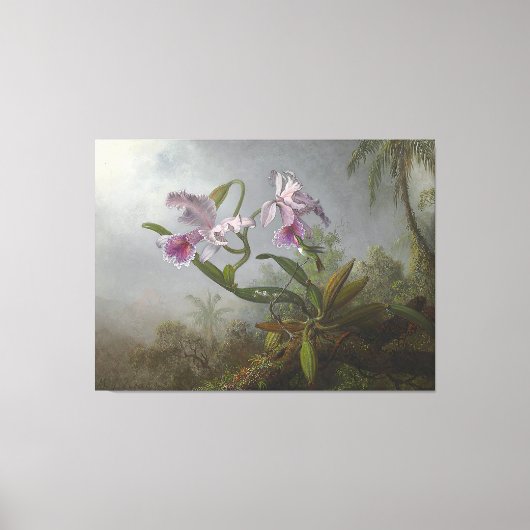 HEADE - Pink Orchids and Hummingbird on a Twig - Leinwanddruck (Vorderseite)