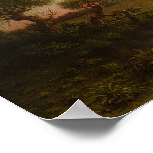 Heade - Sonnenuntergang auf dem Sumpf 1867 Poster (Ecke)