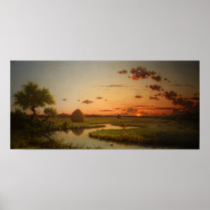 Heade - Sonnenuntergang auf den Marschen 1867 Poster