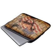"Heading West" - Pferde, Adler und US-Flagge Laptopschutzhülle (Vorne Knopf)