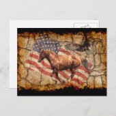 "Heading West" - Pferde, Adler und US-Flagge Postkarte (Vorne/Hinten)