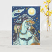 HEADLESS HORSEMAN GOTH WITCH, UNICORN & OWL Blank Karte (Gelbe Blume)