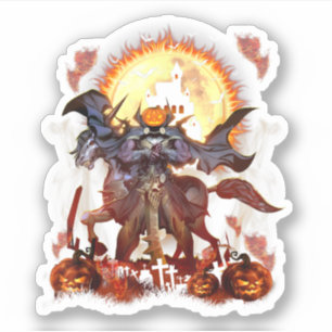 Headless Horseman Happy Halloween Pumpkin Aufkleber