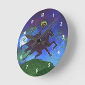 Headless Horseman in Blue Light Wall Clock Runde Wanduhr (Winkel)