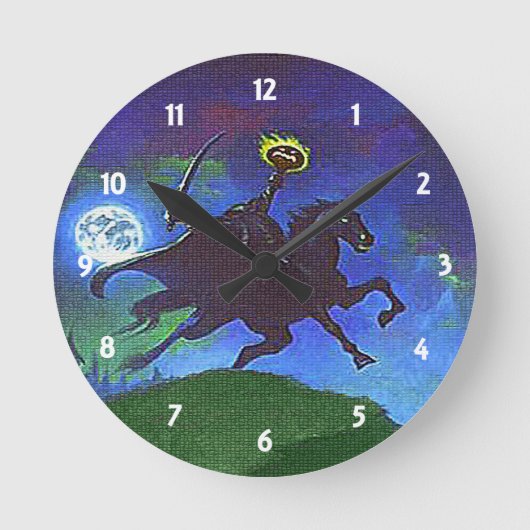Headless Horseman in Blue Light Wall Clock Runde Wanduhr (Vorderseite)