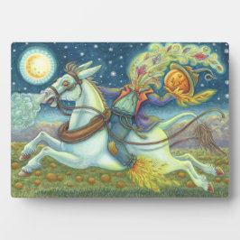 HEADLESS HORSEMAN SCARECROW & WHITE MULE Halloween Fotoplatte