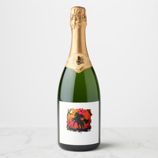 Headless Horseman Shirt Urban Legend Halloween Pum Schaumweinetikett (Vorderseite)