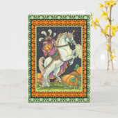 HEADLESS HORSEWOMAN GREETING NOTE CARD Verse Karte (Gelbe Blume)