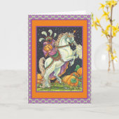 HEADLESS HORSEWOMAN GREETING NOTE CARD Verse Karte (Gelbe Blume)