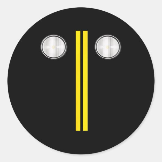 Headlights With Road Markings Funny Halloween Cost Runder Aufkleber (Vorderseite)