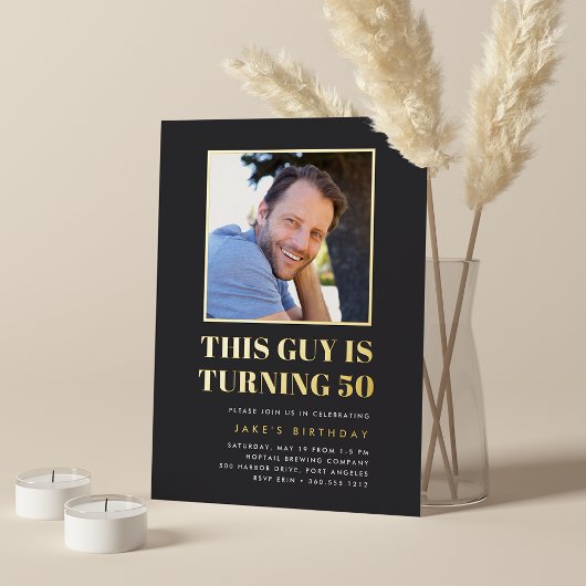 Headline 50. Geburtstagsparty-Foto Folieneinladung