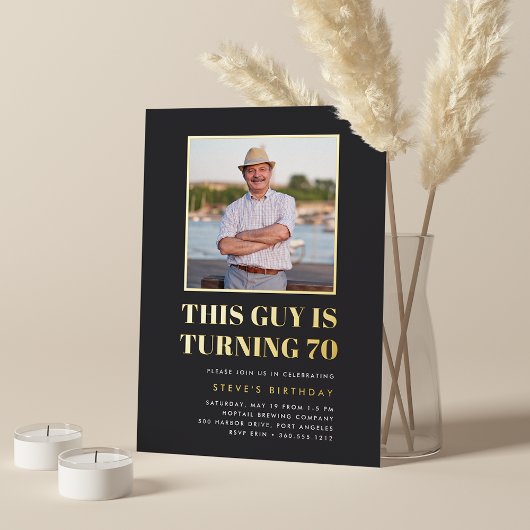 Headline 70. Geburtstagsparty Foto Folieneinladung