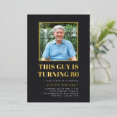 Headline 80. Geburtstagsparty-Foto Folieneinladung (Stehend vorne)