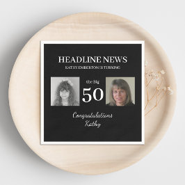 Headline News 50. Geburtstag Schwarzes und Weiß Fo Serviette