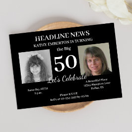 Headline News Newspaper 50. Foto Geburtstagsparty Einladung