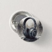 Headphone Artwork Music Lover Button (Vorne & Hinten)