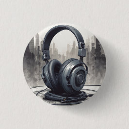Headphone Artwork Music Lover Button