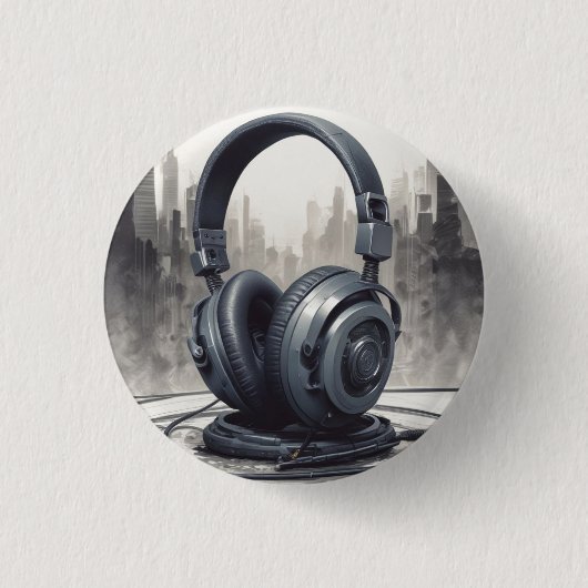 Headphone Artwork Music Lover Button (Vorderseite)