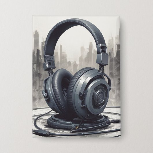 Headphone Artwork Music Lover Button (Vorderseite)