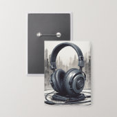 Headphone Artwork Music Lover Button (Vorderseite/Rückseite)