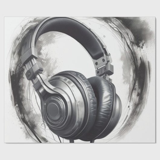 Headphone Artwork Music Lover Geschenkpapier (Flach)
