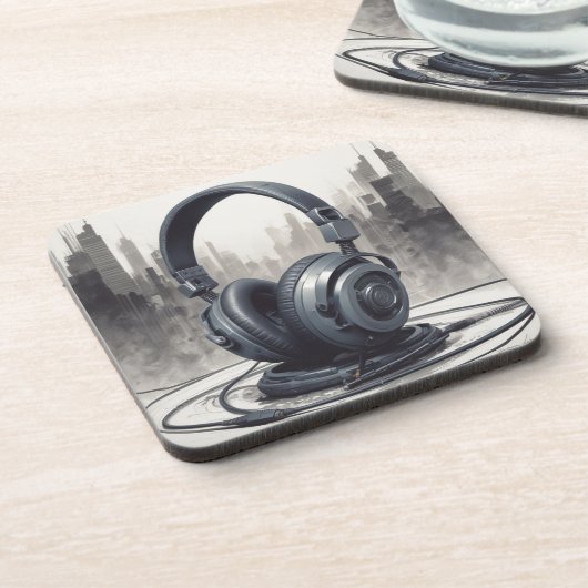 Headphone Artwork Music Lover Getränkeuntersetzer (Linke Seite)