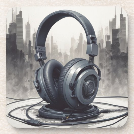 Headphone Artwork Music Lover Getränkeuntersetzer (Vorderseite)