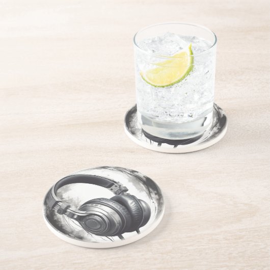 Headphone Artwork Music Lover Getränkeuntersetzer (Seite)