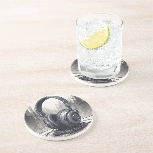 Headphone Artwork Music Lover Getränkeuntersetzer (Seite)