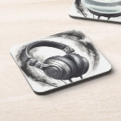 Headphone Artwork Music Lover Getränkeuntersetzer (Linke Seite)
