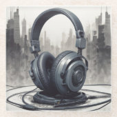 Headphone Artwork Music Lover Glasuntersetzer (Vorderseite)
