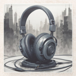 Headphone Artwork Music Lover Glasuntersetzer