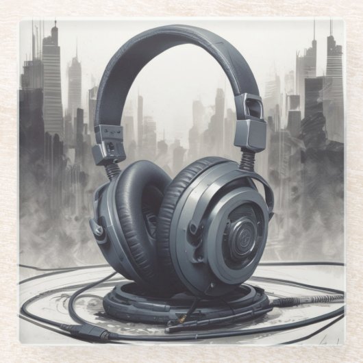 Headphone Artwork Music Lover Glasuntersetzer (Vorderseite)