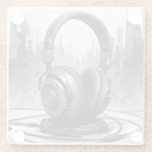 Headphone Artwork Music Lover Glasuntersetzer (Rückseite)