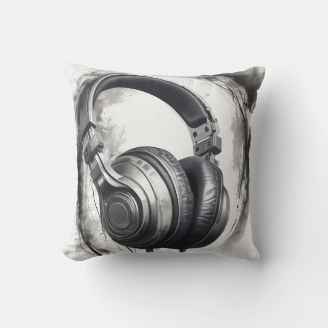 Headphone Artwork Music Lover Kissen (Vorderseite)