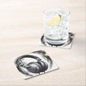 Headphone Artwork Music Lover Rechteckiger Pappuntersetzer (Vor Ort)