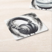 Headphone Artwork Music Lover Rechteckiger Pappuntersetzer (angewinkelt)