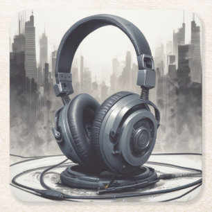 Headphone Artwork Music Lover Rechteckiger Pappuntersetzer