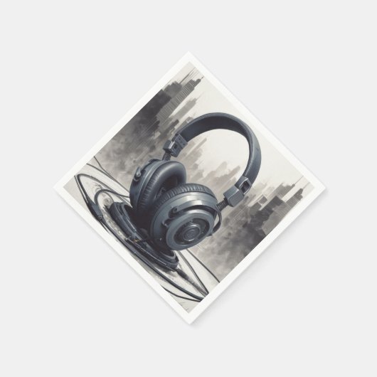 Headphone Artwork Music Lover Serviette (Ecke)