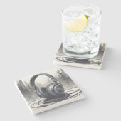Headphone Artwork Music Lover Steinuntersetzer (Seitenansicht)