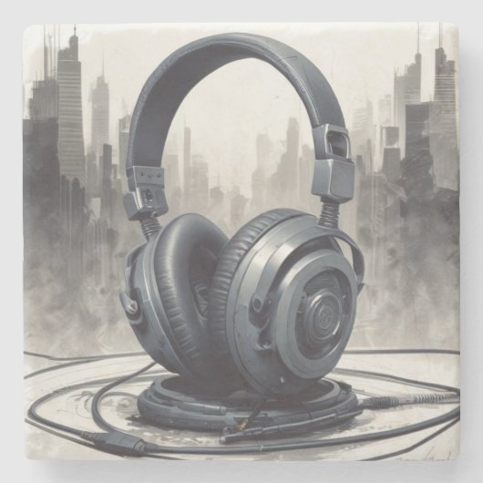 Headphone Artwork Music Lover Steinuntersetzer (Vorderseite)