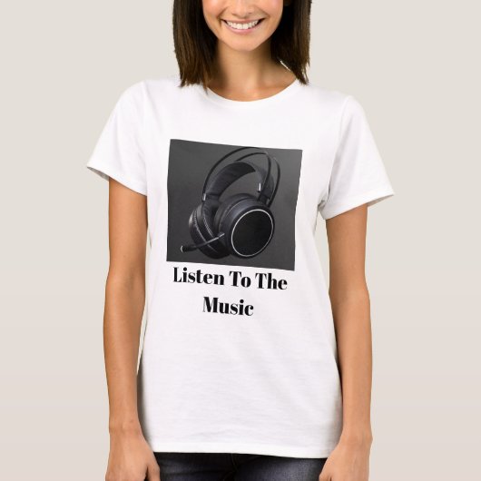 "Headphone Junkie: Music Lover's Shirt" T-Shirt (Vorderseite)