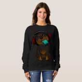 Headphone Rottweiler Pup Sweatshirt (Vorne ganz)